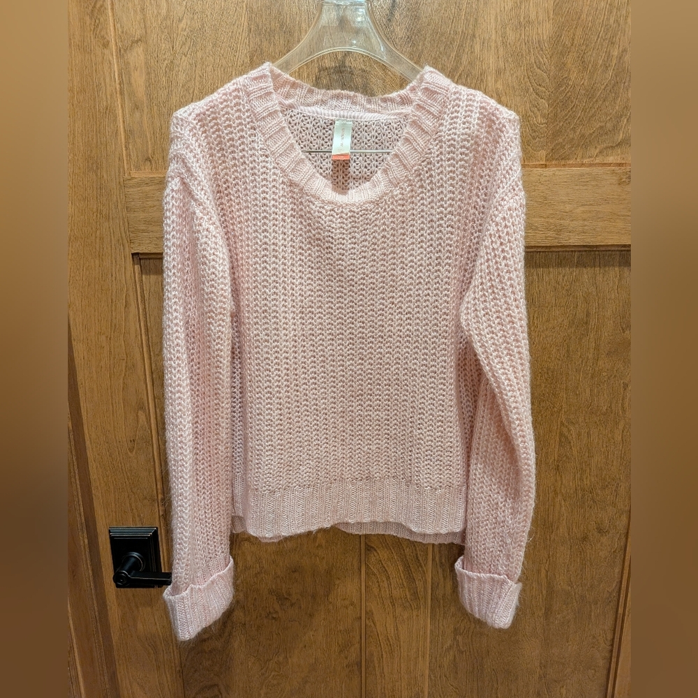 Cozy Sparkly Pink Knit Sweater Size L